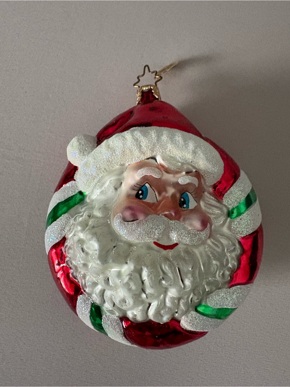 Christopher Radco Santa/Reindeer Double Sided Glass Ornament 2002